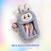 Sea Salt Coconut Labubu photocard holder with a gray fluffy design, offering stylish and secure storage for Kpop photocard collections by CottonKoko.